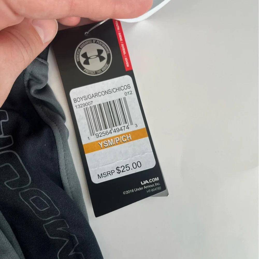 Under Armour Boys Youth Small‎ Gray Black Athletic Shorts NEW
